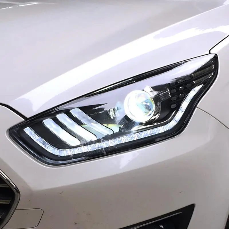 Cob боковой сигнал поворота автомобиля Стайлинг внешний Luces Para авто Drl светодиодные фары автомобиля фары в сборе 17 18 для Ford Escort