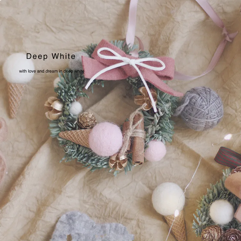 

6pcs/set 3cm Felt Ornaments Home Decoration Wool Felt Ice Cream Handmade DIY Christmas Party Decorative Bouquet Gift Flower