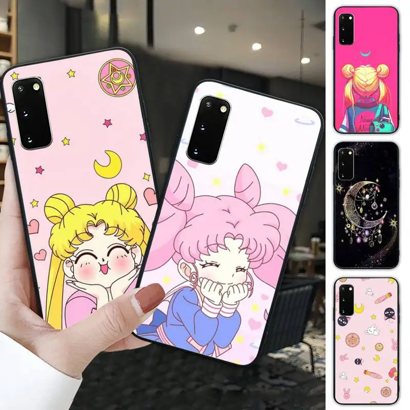 

Sailor Moon Cute Black Silicone Cover Case For Samsung Galaxy S6 S7 Edge S8 S9 S10 S10 Lite S20 ULTRA Plus Funda
