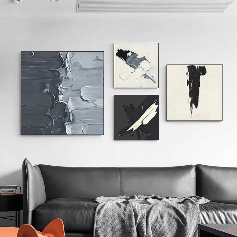 

Industrial Abstract Canvas Posters Prints Gray White Black Painting Wall Art Pictures for Living Room Bedroom Nordic Home Decor