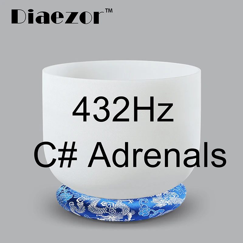 432Hz Adrenals Diaezor 432 Гц 12 дюймов идеальный шаг C/D/E/F/G/A/B чакра матовый кварцт Хрустальная Поющая чаша с хрустальным молотком и цветной мат - Цвет: 432Hz Adrenals