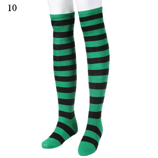 Elastic Over Knee Stripe Stockings Women Warm Fashion Knitted Cotton Cute Long Socks Casual Thigh High 12 Colors