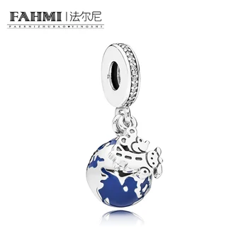 

FAHMI 100% 925 Sterling Silver New 7501057371914P Globe Hanging Charm Diy Bracelet Original Jewelry Gift Limited Edition