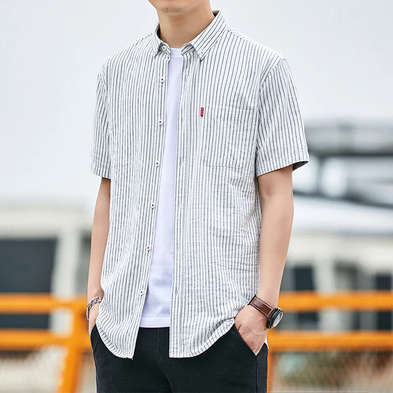 LUCLESAM Men Korean Pinstripe Dress 