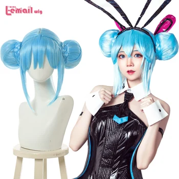 

L-email wig Vocaloid Miku Cosplay Wig Miku Bunny Girl Cosplay Blue Wigs with Buns Hatsune Miku Wig Heat Resistant Synthetic Hair