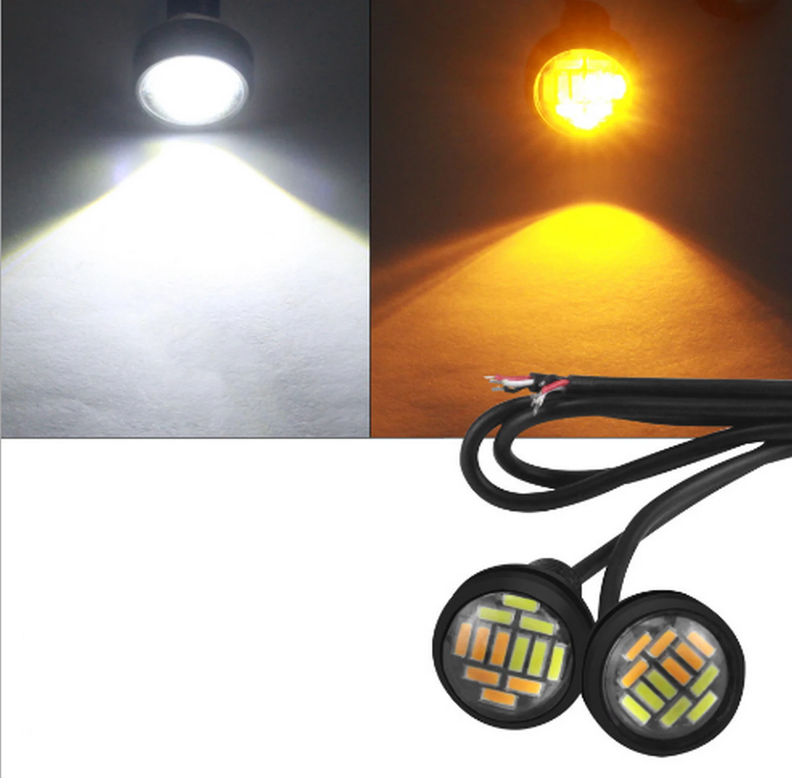 2 шт. 4014 12SMD 12V Ультра-тонком каблуке 23 мм орлиный глаз двухцветная лампа белый