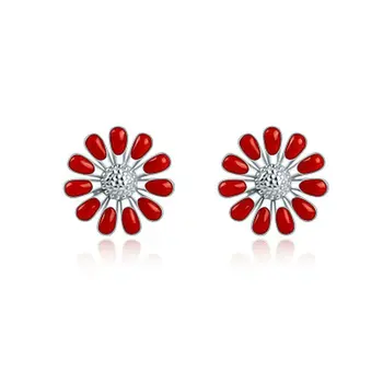 

Ice River Real S925 Sterling Silver Women Stud Earrings Charm Girl Enamel Sunflower Earring Small Dangler Jewelry Gifts 1pair