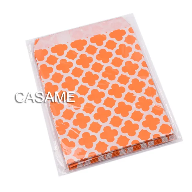 25pcs treat Candy Bag Chevron Polka Dot Bags Kraft Paper Bags Wedding Birthday New Year Party Favors Supplies Gifts Bags Orange honeycomb