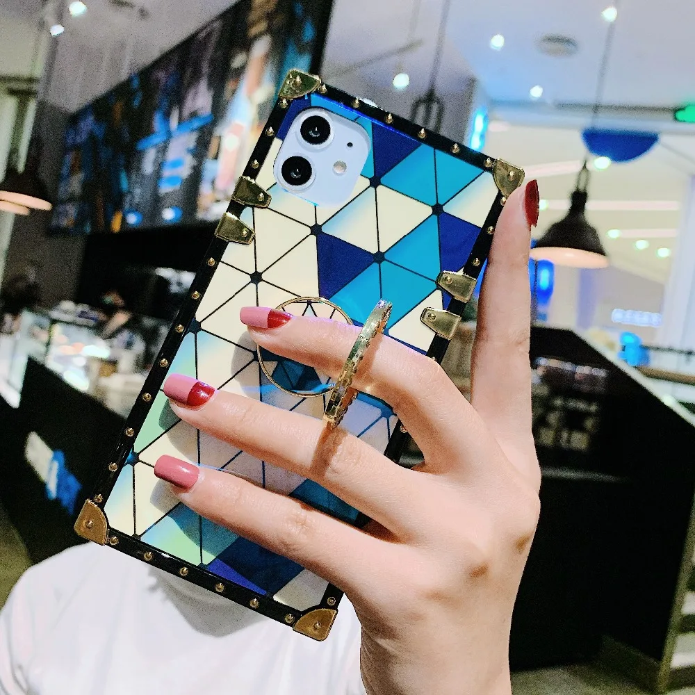 Funda For Xiaomi Mi9 Redmi7 Note7 K20 Case Colorful Diamond Pattern Shiny Ring Stand Square Cases For Redmi7 Note7 K20 Mi9 Cover (6)