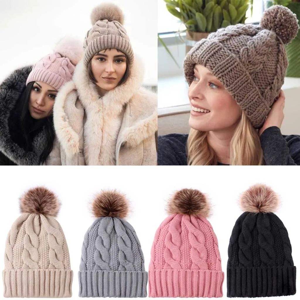 Женские модные теплые зимние шапки, вязанная шерстяная шапка для женщин, шапка для девушек, вязанные шапочки, брендовая плотная женская шапка