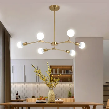 

Golden Spider Chandelier for Living Room Bedroom Kitchen Hallway Scandinavian Chandelier Decor Sputnik Lamp Loft Industrial Art