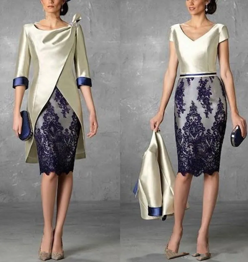 Vestido de madrinha 2019 2 предмета короткое платье для матери невесты свадьбы с короткими