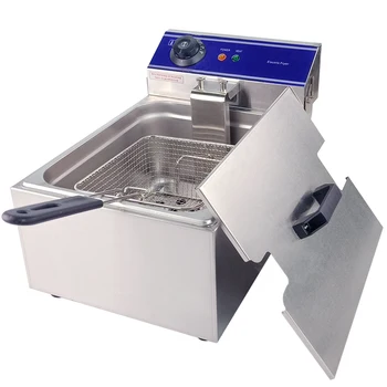 

NEW 10L Home / Commercial french fries Electric Deep Fat Fryer Single Tank Frying Pan Stainless Steel Chips Chicken Grill 6L Oil