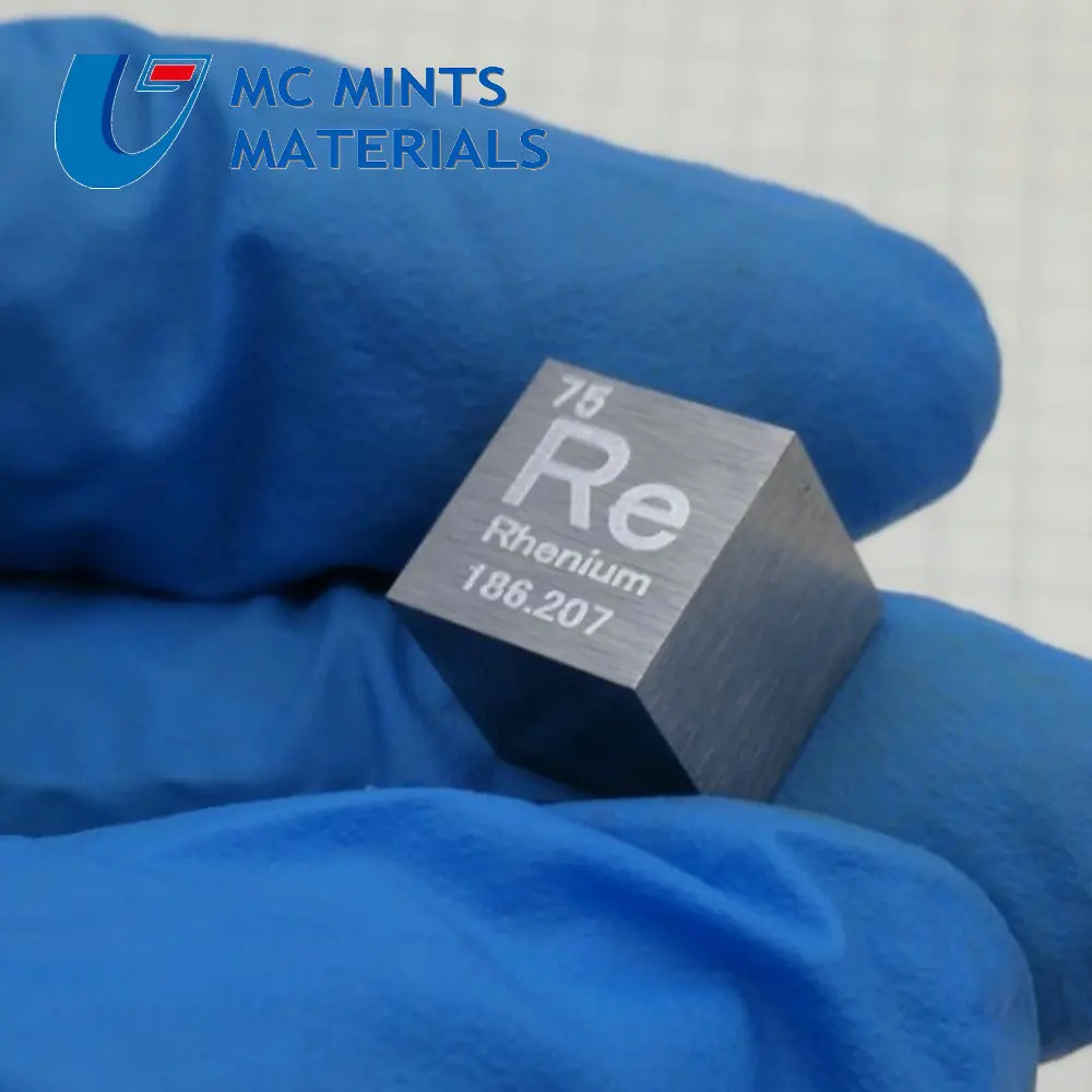 Rhenium Cube Re Металл высокой чистоты полированный Сияющий драгоценный супер металлический элемент исследования разработки простое вещество 10x10x10 мм