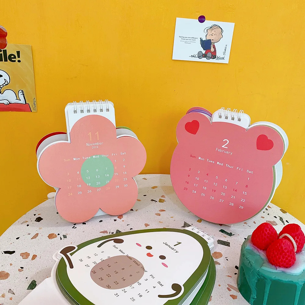 Календарь Настольный календарь Kawaii цветок Fuit календарь корейский стиль планировщик молочные канцелярские принадлежности офисные принадлежности Рождественский подарок