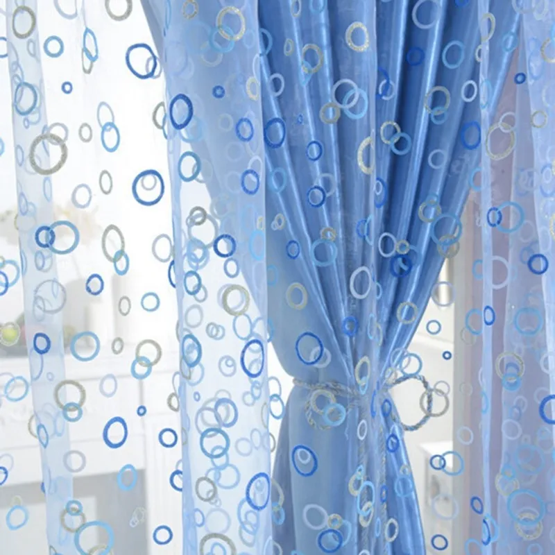 

1PC Creative Circle Printed Tulle Window Screens Sheer Voile Door Curtains Drape Panel Or Scarf Assorted Polyester