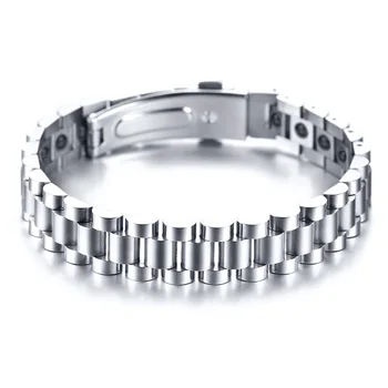 

Wholesale fashion silver color charm cuff bangle stainless steel jewelry magnet men's bracelet