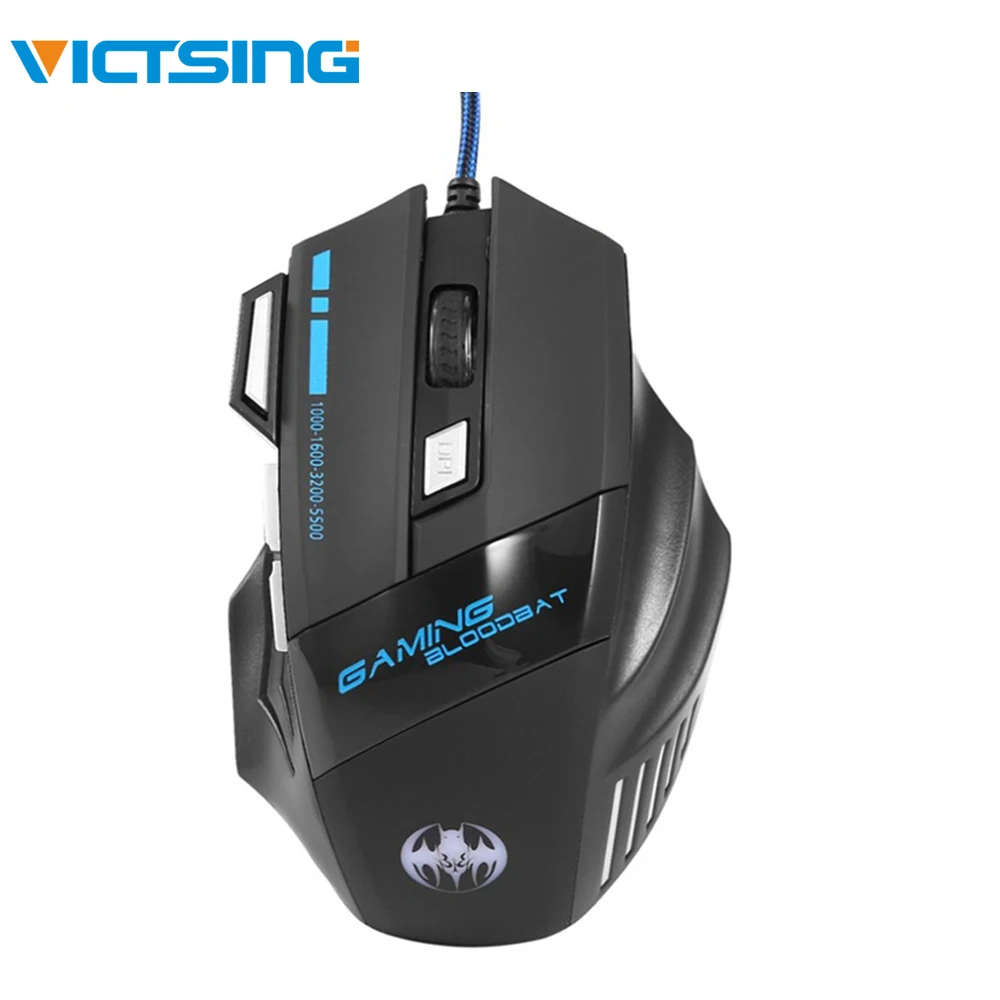 

VicTsing USB Wired Gaming Mouse 1600 2200 3200 5500DPI Optical Professional Mouse with 7 Buttons LED Light Mouse for PC Laptop