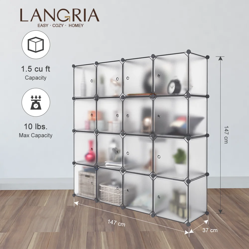 LANGRIA 16 Cube DIY Modular Storage font b Closet b font Plastic Cube Mutiluse Oragnizer Storage