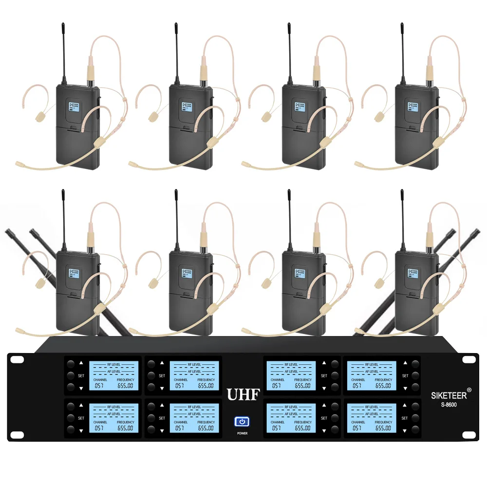 microphone for computer Professional UHF wireless microphone 8 channel handheld microphone lavalier microphone stage performance conference microphone gaming mic Microphones