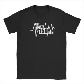 La vida comienza a las 150 BPM camisetas de estilo duro para hombre 100 de algodón de alta calidad camisetas de baile Hardcore DJ Techno Club Party EDM