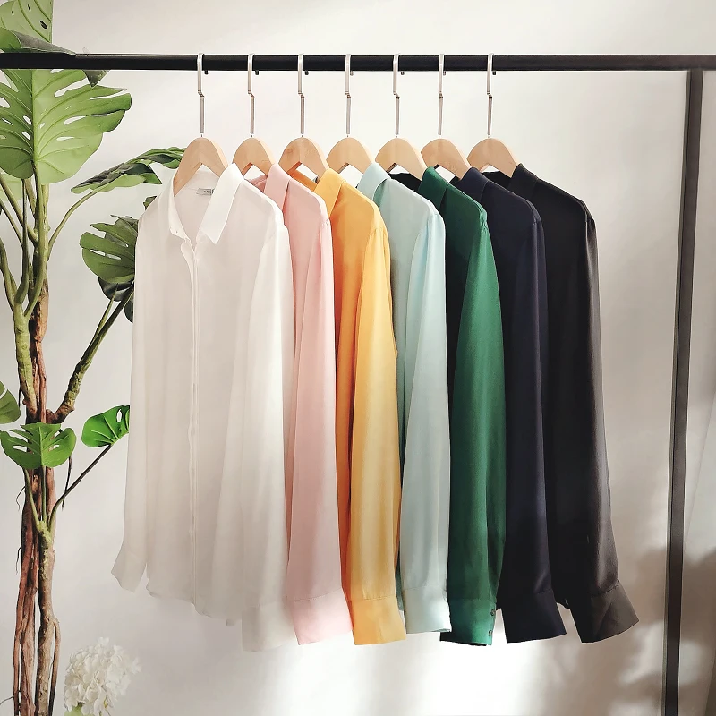 SuyaDream Women Silk Blouses 100% REAL SILK Solid