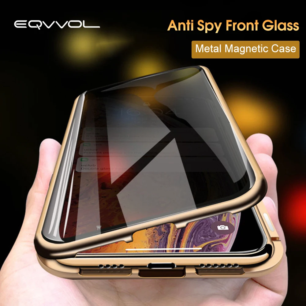 Магнитный чехол из закаленного стекла Eqvvol для iPhone XS MAX XR X 8 7 6s Plus двухсторонний