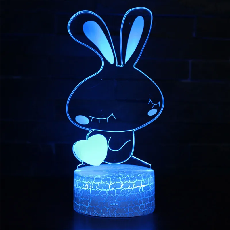 

3D Rabbit Abstract Model LED Night Lights GY410 USB Remoet Control Bedside Lamps Acrylic Table Light For Home Decor Novelty Gift