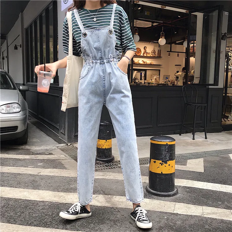 Women Jumpsuit All Match Casual Loose Korean Style Harajuku Womens New Fashion Pockets Females Novelty Jumpsuits Streetwear