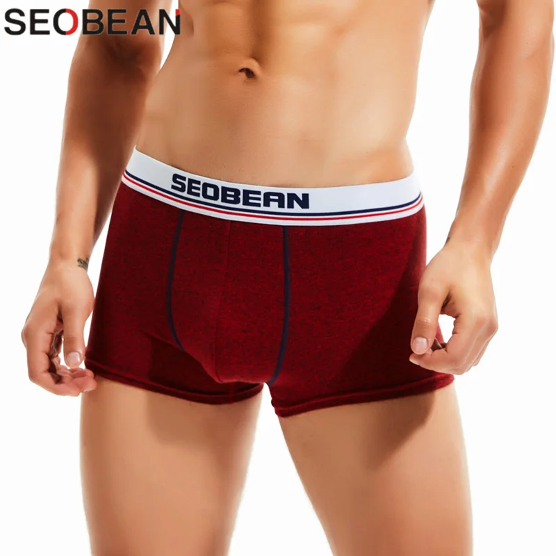 SEOBEAN мужские боксеры, хлопковое нижнее белье, сексуальные u-образные брендовые трусы-боксеры дышащие мужские трусы, Новое поступление