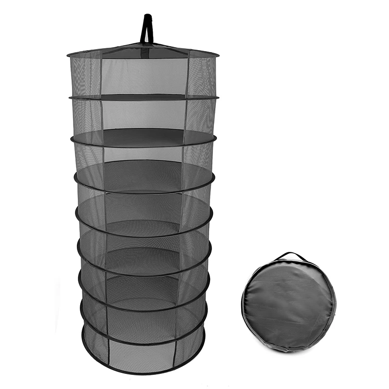 

1x8Layers Collapsible Wire Mesh Hanging Net Black Drying Rack Herb Bud Dry Bag