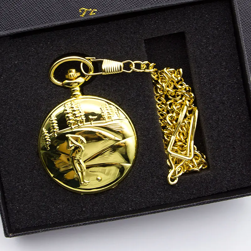 

Antique Golden Mechanical Pocket Watch Playing Golf Round Dial Necklace Pendant Clock for Mens Womens PJX1389