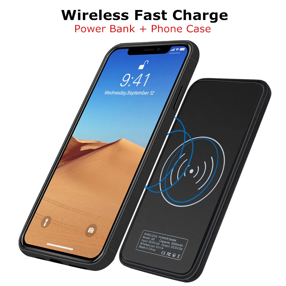 5000mAh Wireless Charging Magnetic Battery Cases For iPhone 11 Power Case Backup Power Bank Charger Cover For iPhone 11 Pro Max