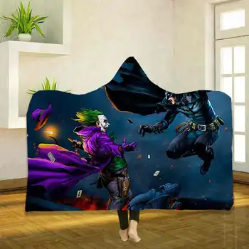 

The joker 3D Printing Throw Hooded Blanket Wearable Warm Fleece Bedding Office Quilts Soft Adults Travel 08