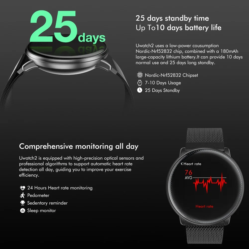 Смарт часы Uwatch2 1 33 дюйма IPS 240*240 BT4.0 фитнес трекер шагомер счетчик калорий