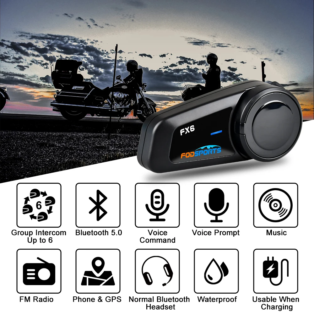 Geva Motorcycle Bluetooth Headset FM Radio/2 Riders Helmet Bluetooth Headset 1090 Yards Intercom Range/Voice Dial/Automatic Answering/Broadcasting Phone Number/HD Stereo Motorcycle Intercom 