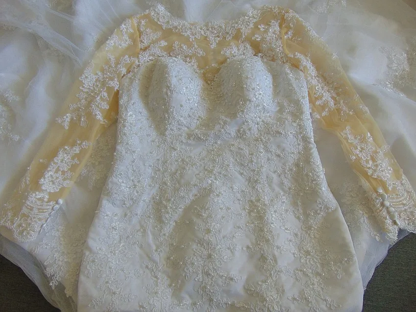 Vestido de noiva винтажное свадебное платье с прозрачной тюлевой спиной и длинными рукавами, аппликационные Жемчужины для кружева, Русалка Suknia slubna