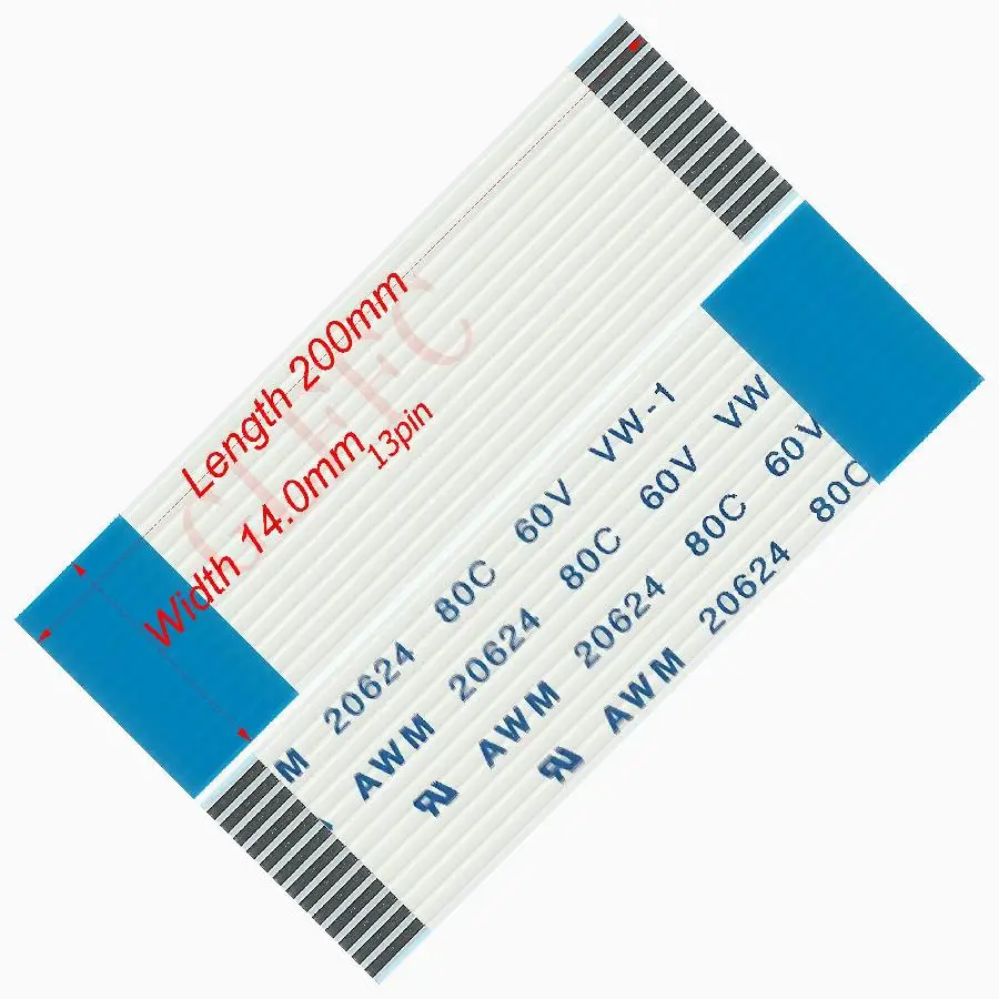13pin 1,0 шаг 180 мм-1500 мм B-type Гибкий плоский кабель FFC awm 20624 ROHS для ttl lcd DVD Компьютера - Цвет: 200