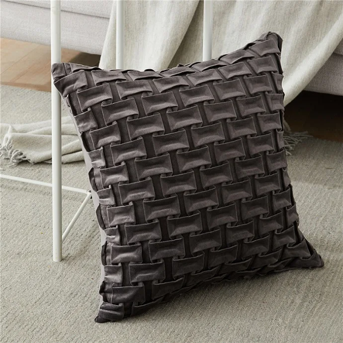 Dark Gray Topfinel бархатные горизонтальные решетки чехлы на подушки наволочки Чехлы для подушек для дома диван стул декоративные наволочки - Цвет: Dark Gray