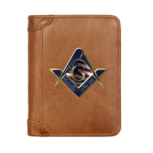 Masonic Luxury Rossville NO.318 Male Genuine Leather Wallets Men Wallet Credit Business Card Holders Purses Women High Quality