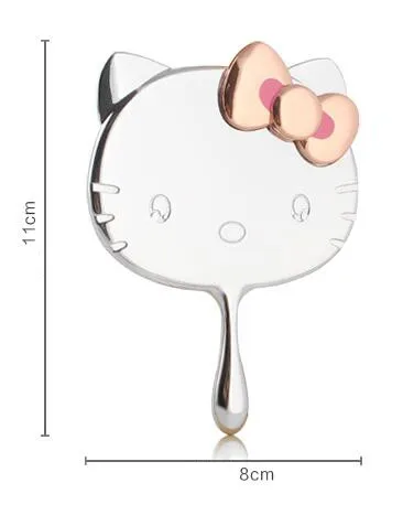 Hello kitty, мультяшное туалетное зеркало, макияж, украшение для офисного стола, косметическое розовое золото, бант, ПУ куртка, защитная, с одной ручкой