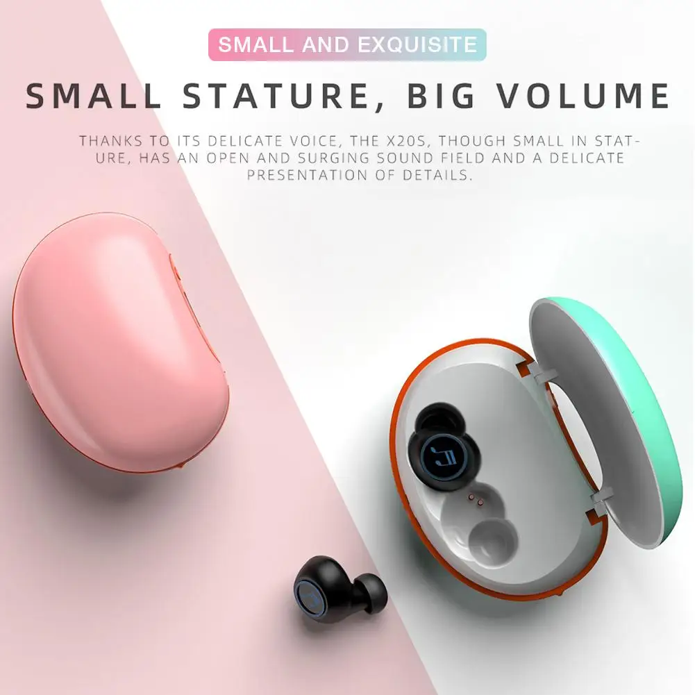 

X20S Wireless Stereo Bluetooth 5.0 Headset Smart Connection Sports Mini Gaming Earphone with Emergency Power Charging Bin