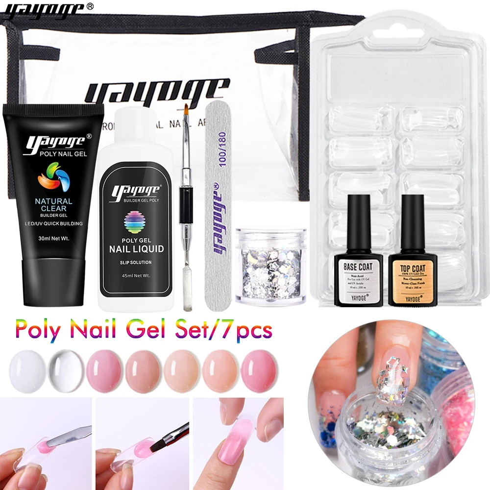 

Yayoge Poly Gel Set 15pcs/set Portable Polygel LED uv Gel Set Quick Nail Extension Kit Travel Storage Bag