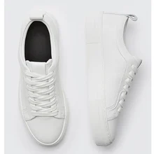 

Elmsk Shoes Woman England Style Fashion Pure White Genuine Leather Cowhide Casual Vulcanized Shoes Women Shoes Sneakers Women