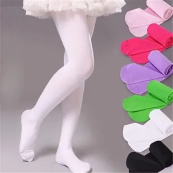 

pring Candy Color Kids Pantyhose Ballet Dance Tights for Girls Stocking Children Velvet Solid White Pantyhose Girls Tights