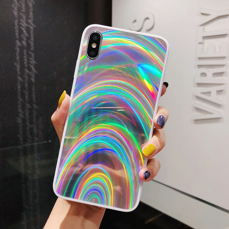 Чехол Haissky с блестящим лазером для iPhone Xs Max XR мягкий чехол из ТПУ X 8 7 6 6S Plus телефона