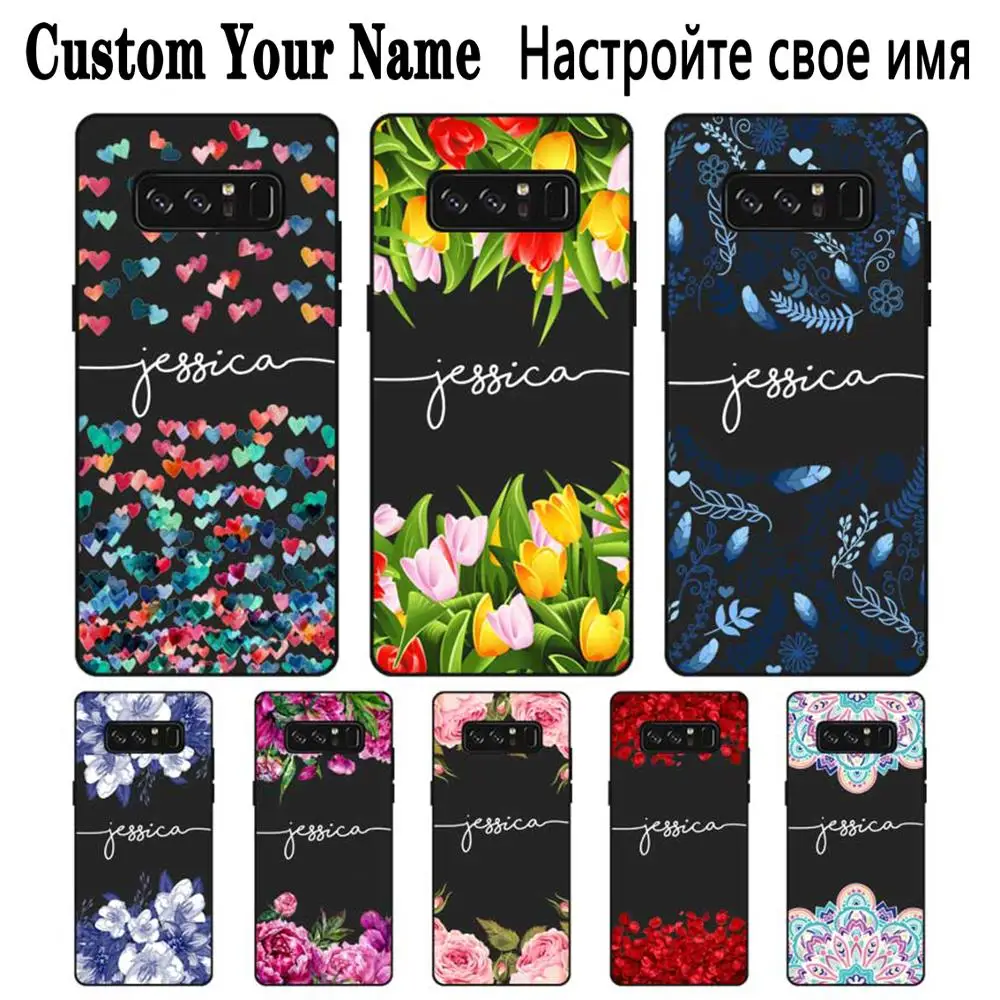 perfect Custom Name DIY Black Soft TPU Silicone Case Cover For Samsung Galaxy Note 3 4 5 8 9 10 Plus M10 M20 M30 Grand Prime |