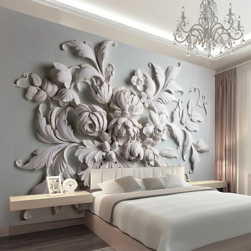 High Quality Modern 3D Wallpaper European Style Stereo Relief Leaf Photo Mural Dining Room Hotel Bedroom Design Fresco | Обустройство