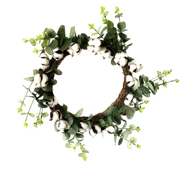 

Window Christmas Wedding Festival Party Halloween Home Round DIY Wreath Door Hanging Decoration Artificial Cotton Crafts