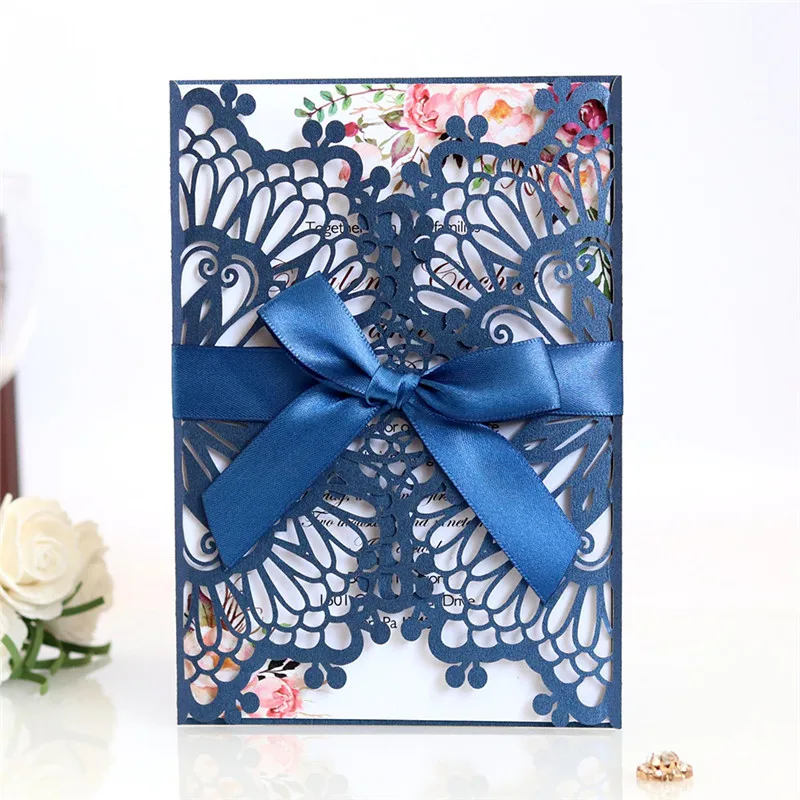  10Pcs Laser Cut Wedding Invitations Cards Bridal Shower Gift Greeting Card Business Event Party Sup - 4.00053E+12